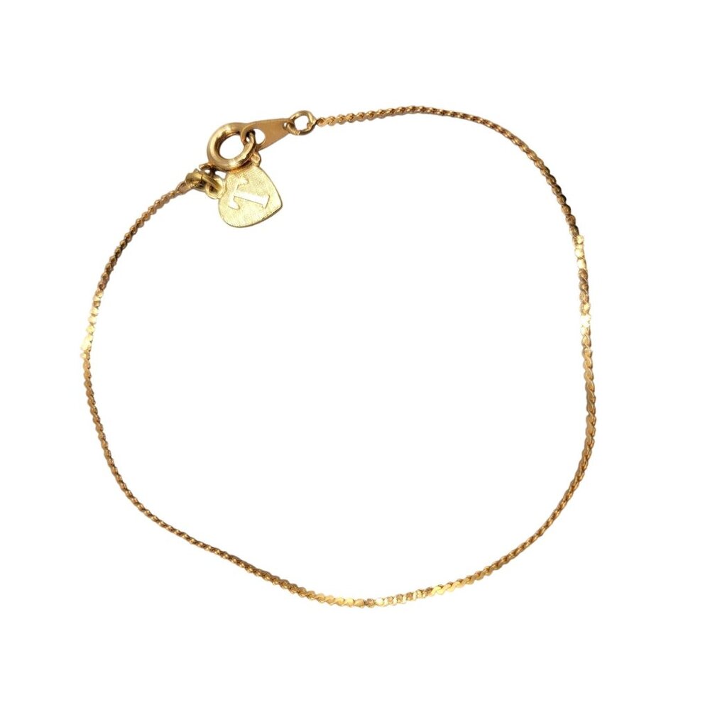 Dainty Gold Plated Chain Bracelet Heart Hang Tag 6.5"